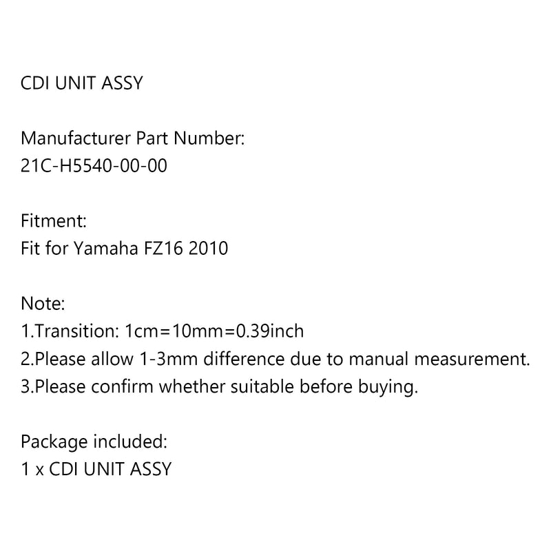 CDI UNIT ASSY CDI Igniter apto para Yamaha FZ16 FZ-16 2010 Genérico