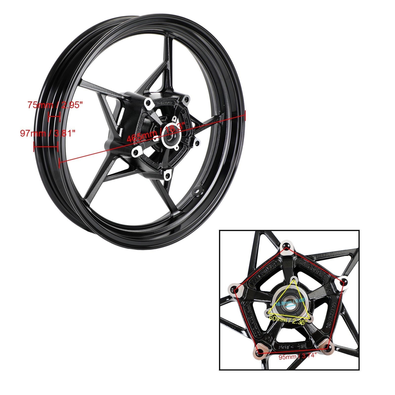 Forged Aluminum Alloy Rims Wheels for Kawasaki EX400 NINJA 400 Z400 2018-2023 Generic