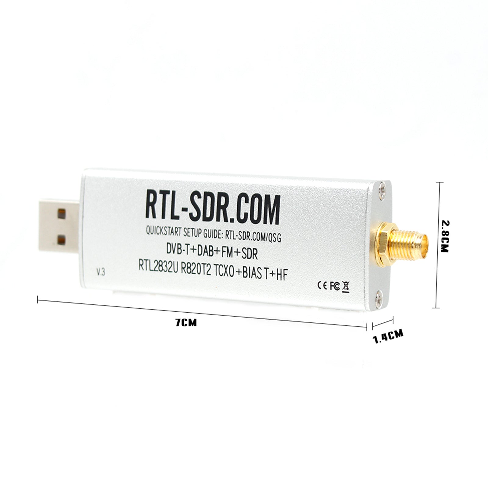 RTL-SDR Blog V3 RTL2832U 1PPM TCXO HF BiasT SMA Radio definida por software R820T2