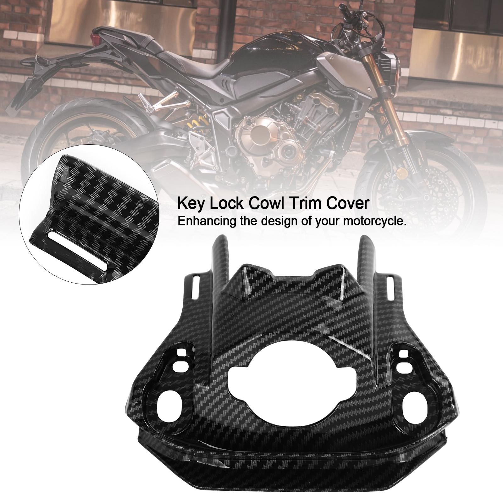 Cubierta embellecedora de cubierta de bloqueo de llave delantera de carbono para Honda CB650R CBR650R 2019-2021 genérico