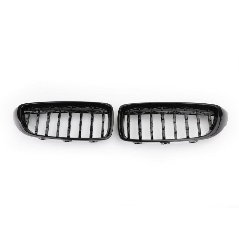 Diamond Front Upper Grille For BMW 4 Series F32 F33 F36 F82 14-2018 Gloss Black Generic
