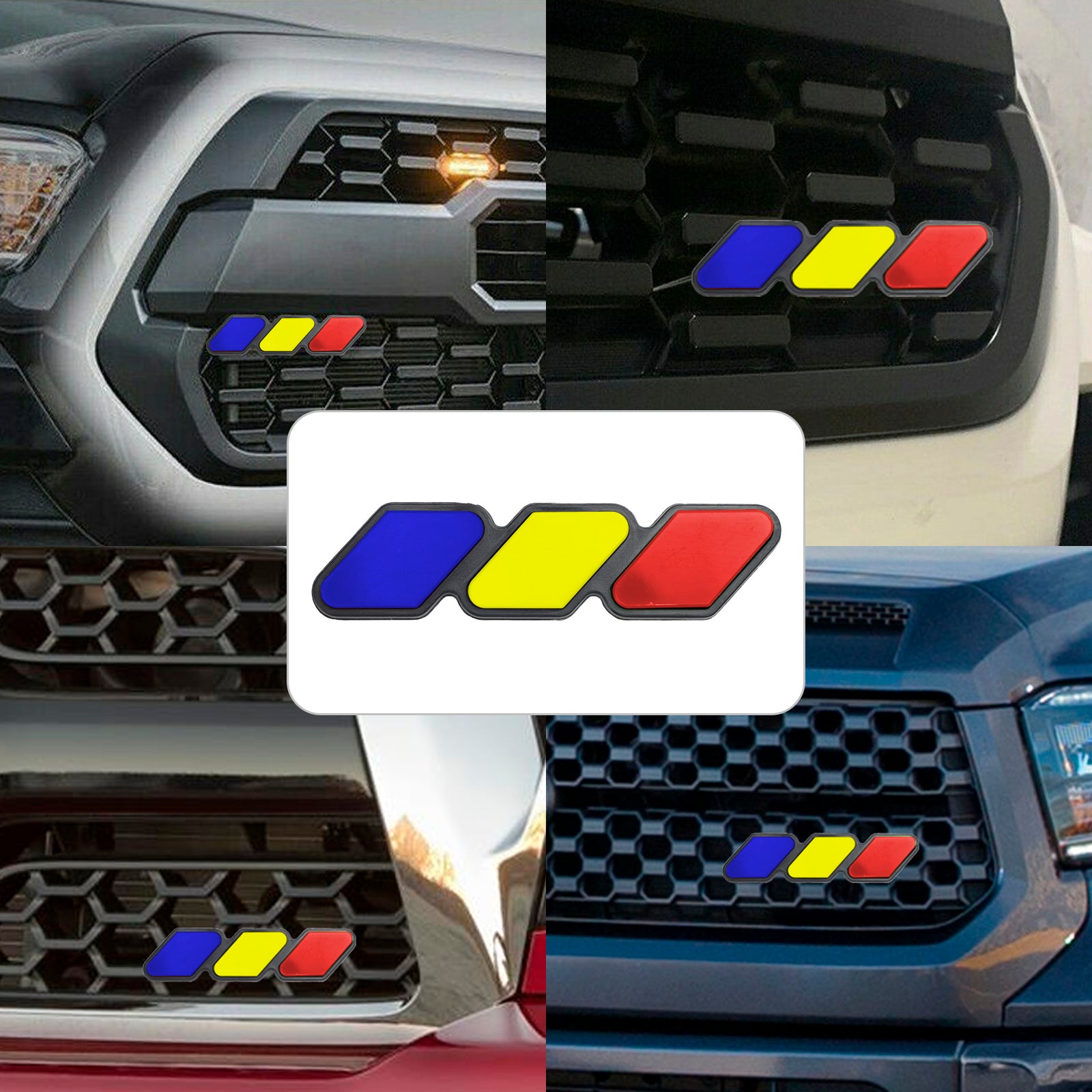 Emblema de rejilla tricolor, accesorios para coche, para Toyota Tacoma TRD Tundra RAV4