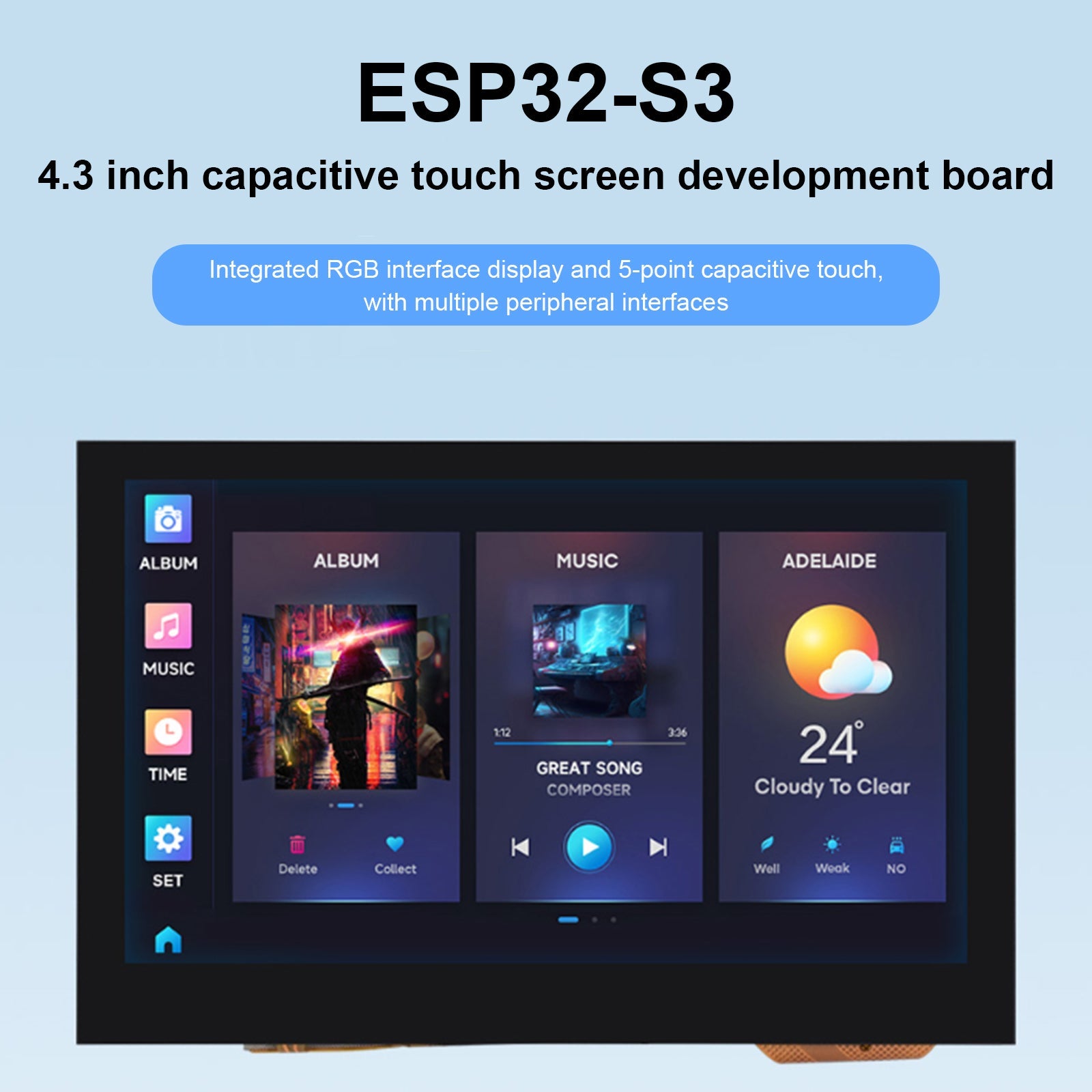 ESP32-S3 Development Board 4.3-inch Capacitive Touch Screen LX7 Wifi Bluetooth