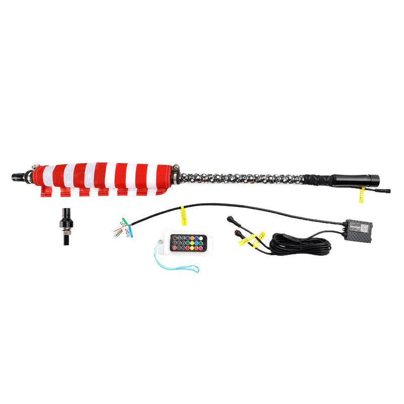 Antena de luces de látigo con aplicación LED RGB de 3 pies con control remoto de bandera para Polaris UTV ATV