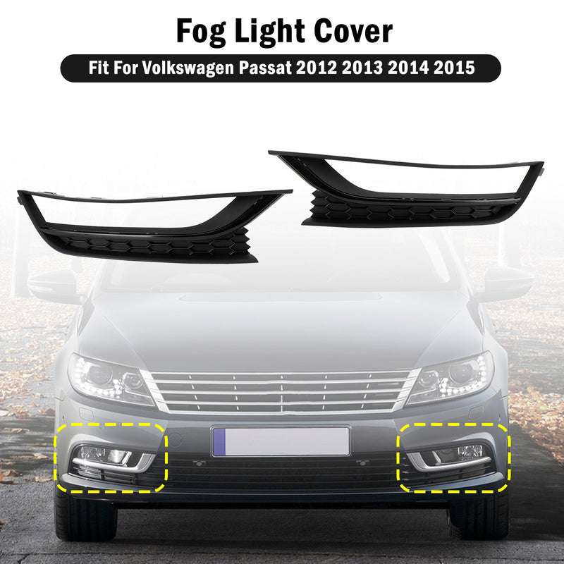 Volkswagen Passat 2012-2015 negro 2 piezas cubierta de luz antiniebla delantera de conducción de panal