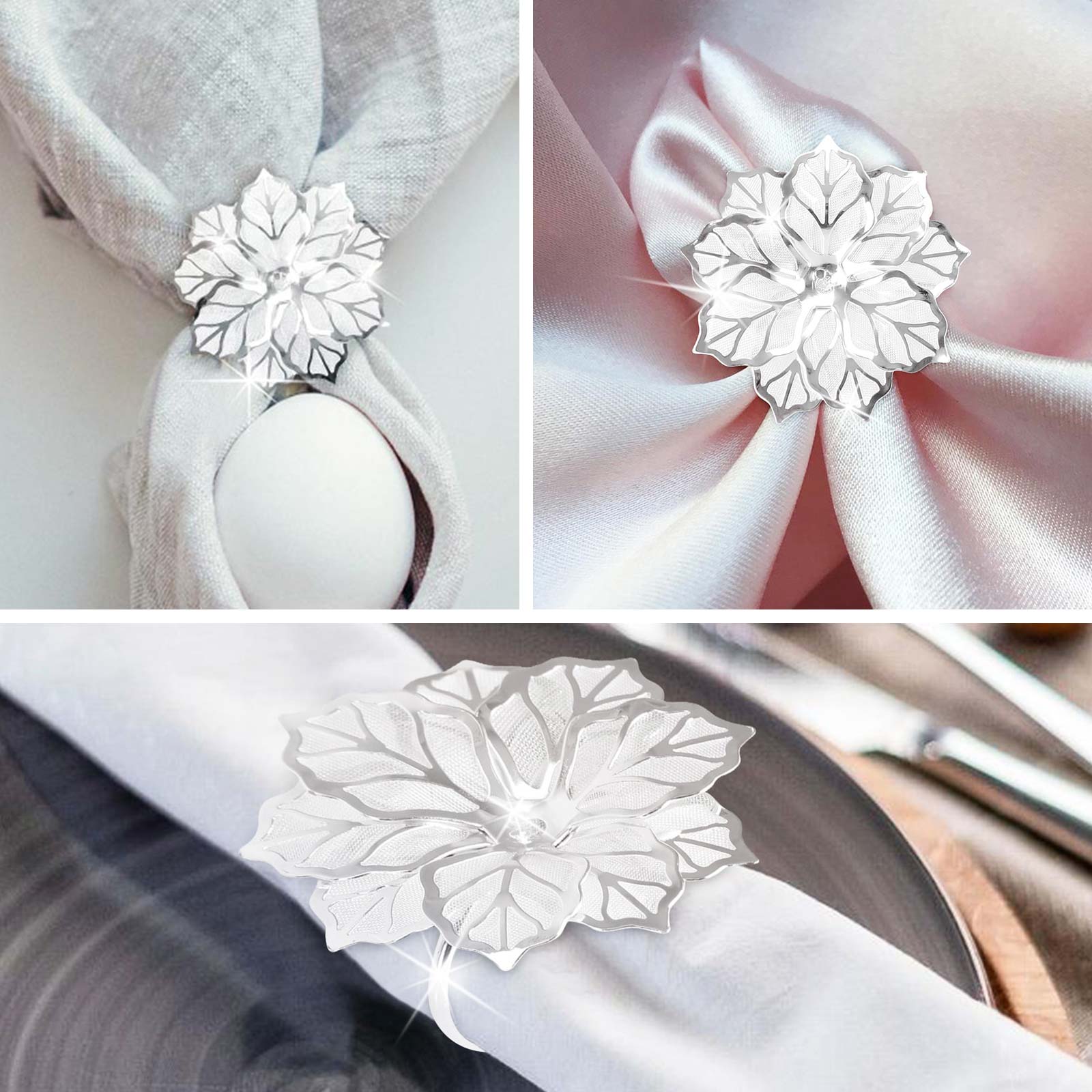 6-12PCS Napkin Rings Flower Napkin Holder Napkin Buckle