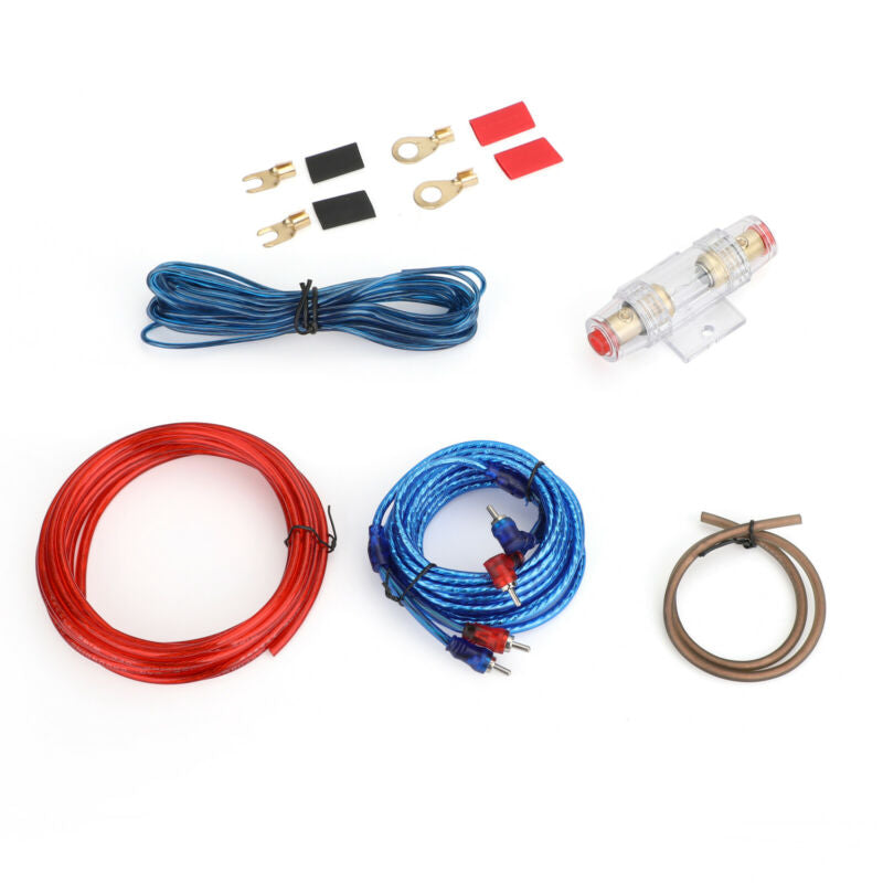 سلك فرعي للسيارة مكبر للصوت RCA FUSE Wiring 1500W Amp 10 GAUGE Audio Wiring Kit Cable