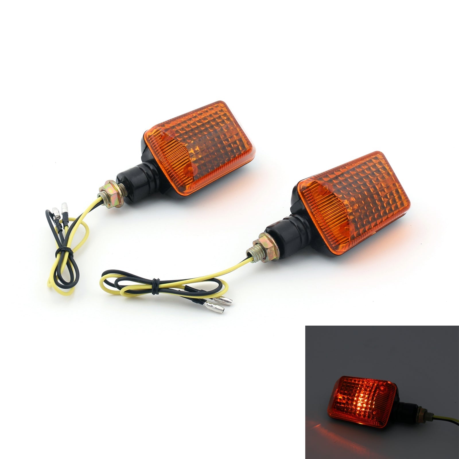 2 x Universal Motorcycle Turn Signal Light Lamp Blinkers Short Stalk Lens Generic