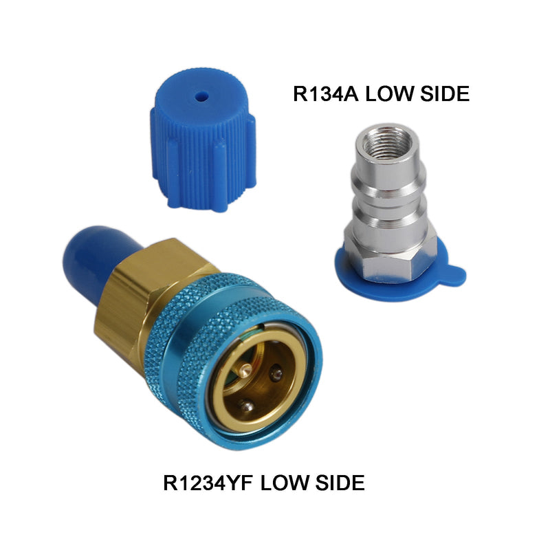 Acoplador rápido de lado bajo R1234YF a adaptador de manguera de carga de CA R134A