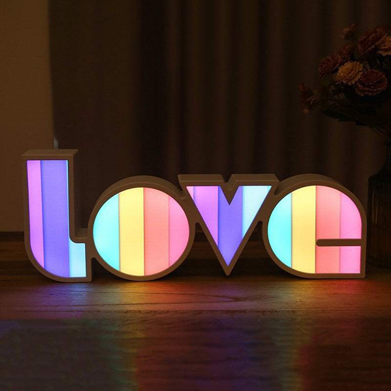 LED Rainbow Neon Sign Light 3D LOVE Luz de noche junto a la cama Decoración para banquete de boda