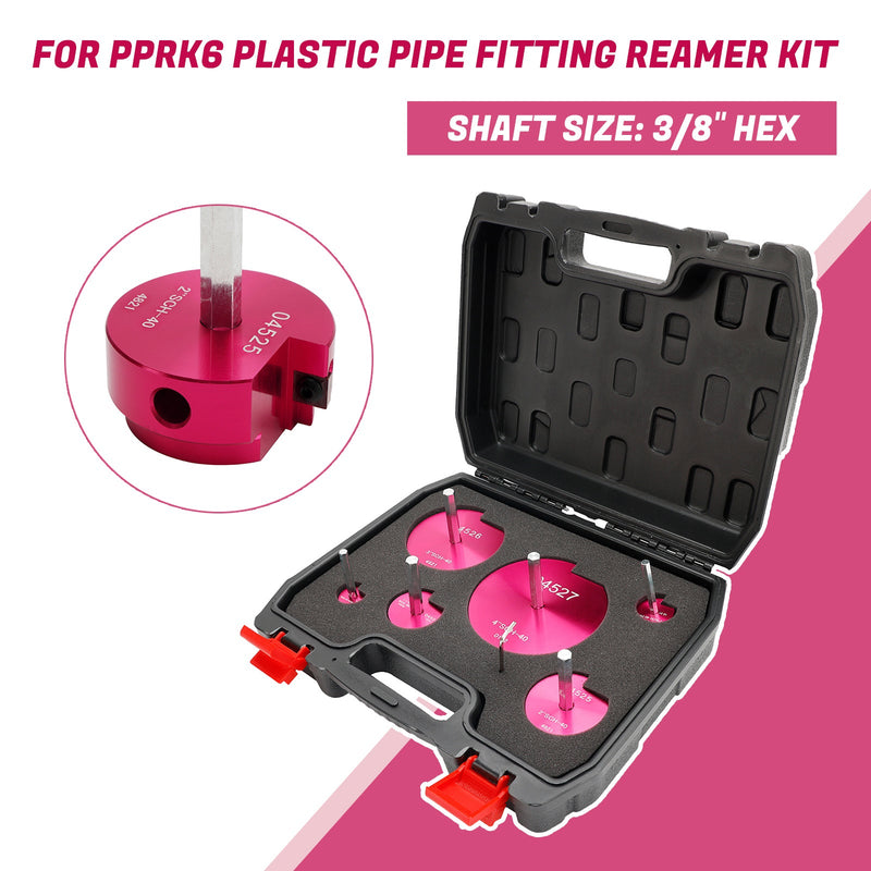 04529 For PPRK6 Plastic Pipe Fitting Reamer 6 Piece Kit For1/2" Drills