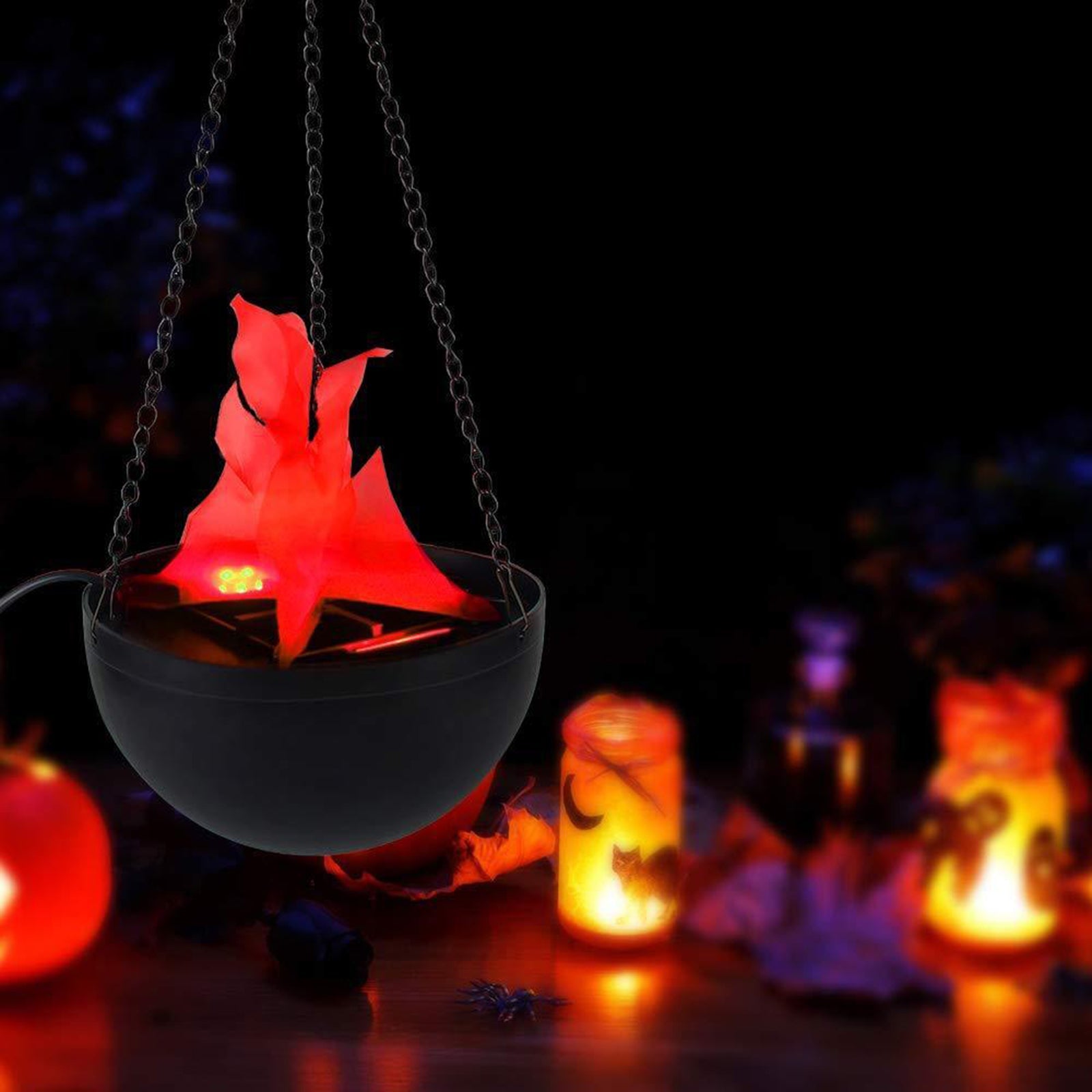 3D LED Electric Fake Fire Lamp Flame Light Halloween Christmas Theme Decoration