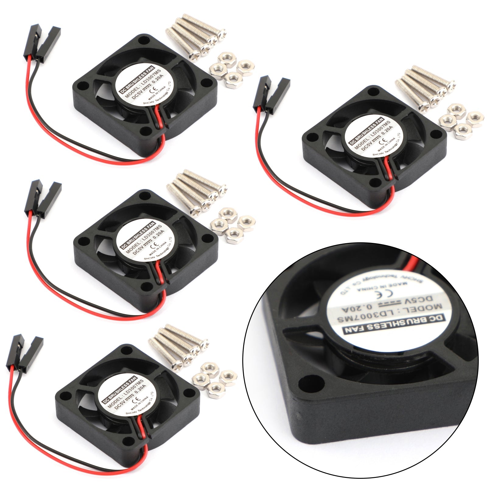 4x 2 Pin 30MMx30MM 3007 5V Cooling Fan radiating For Raspberry Pi 2/3 Model B 4B