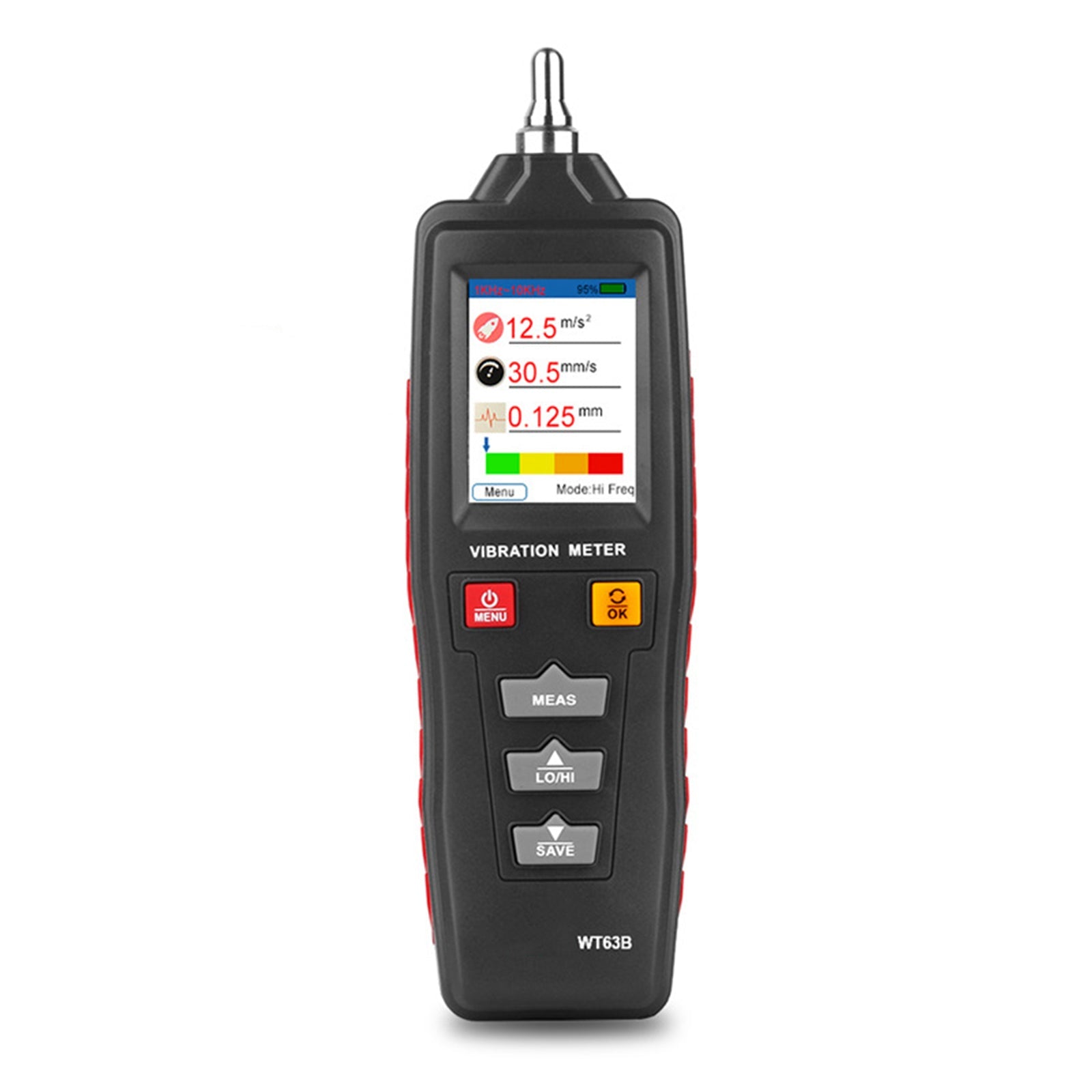 WT63B LCD Digital Vibration Meter Vibrometer Acceleration Displacement Tester