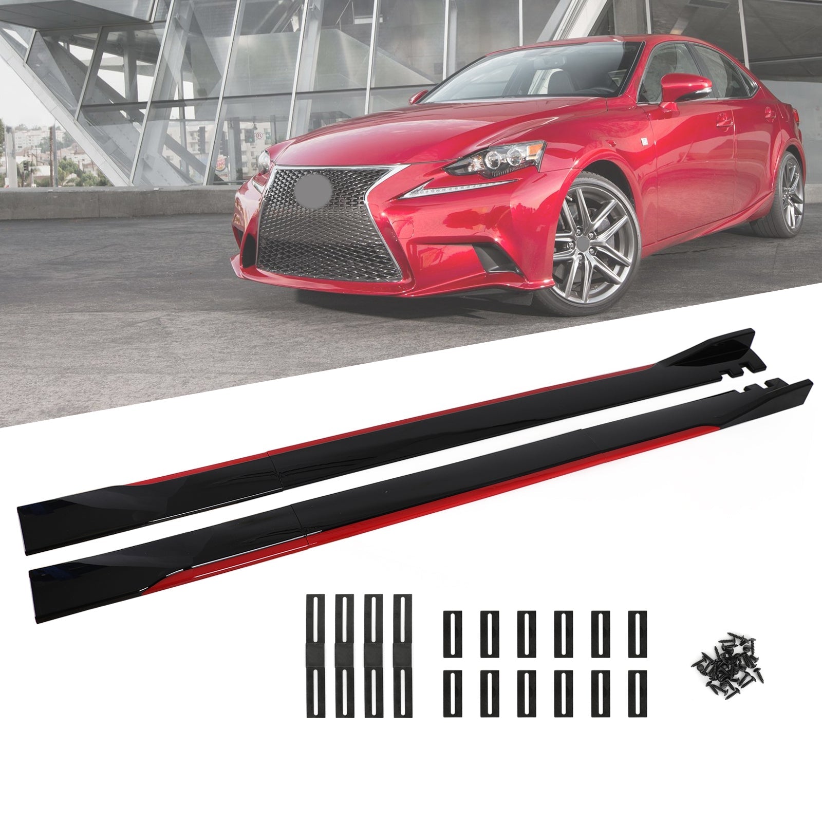 78.7" Universal Side Skirt Extensions Rocker Panel Splitters Lip Polypropylene