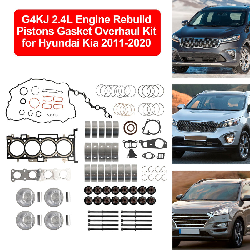 2011-2018 Kia Optima 4 puertas 2.4L G4KJ 2.4L Kit de reparación de juntas de pistones de reconstrucción de motor
