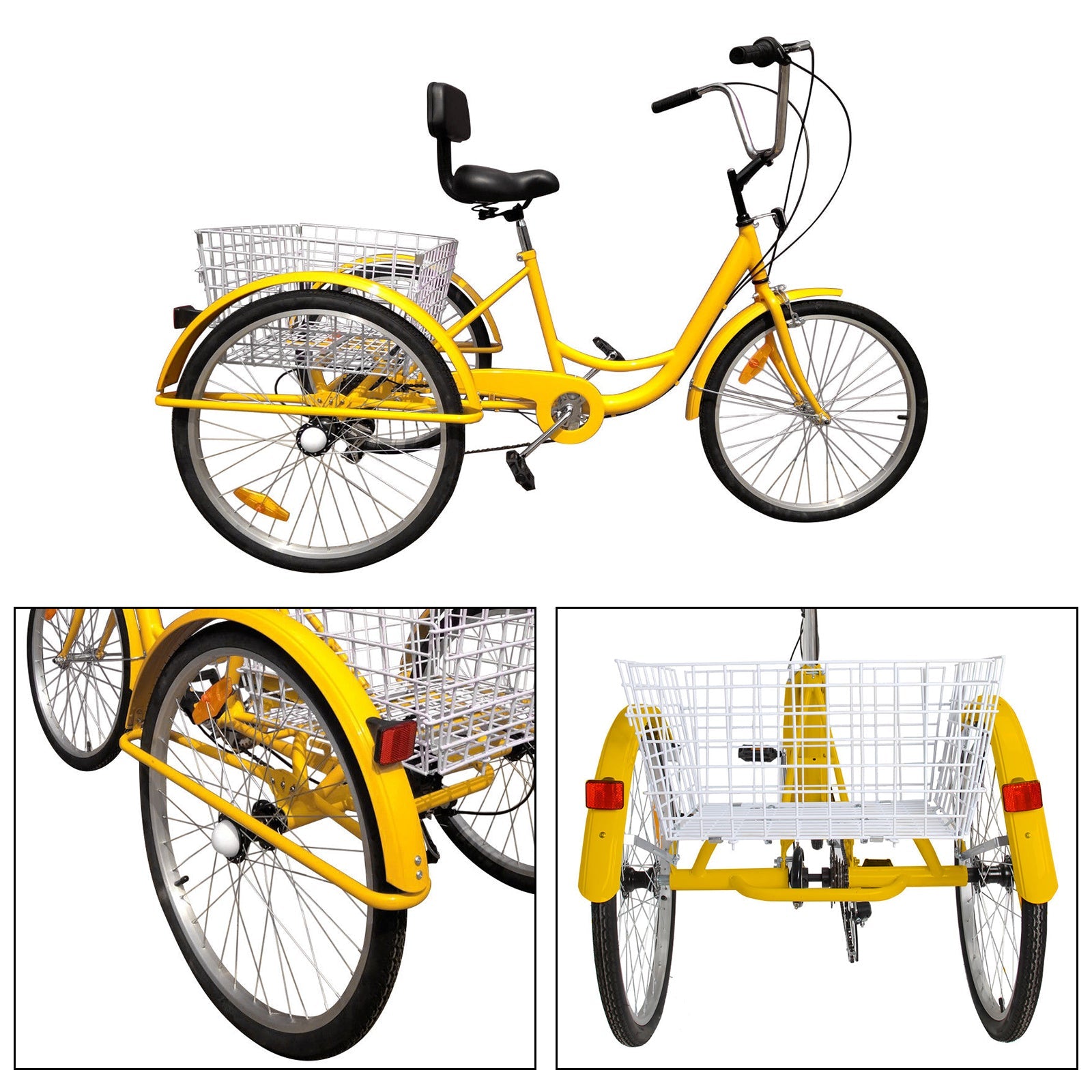 7-Speed 24" Adult 3-Wheel Tricycle Cruise Bike Bicycle With Basket