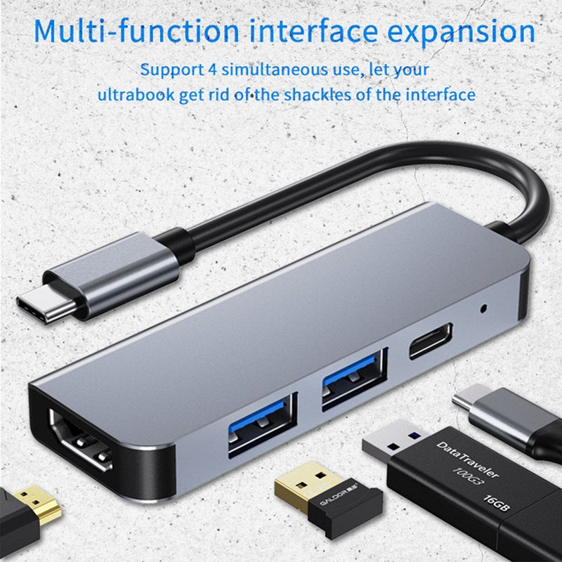 4-in-1 to HD USB C USB3.0 PD Type-C HUB Adapter Dock for Mac Windows PC