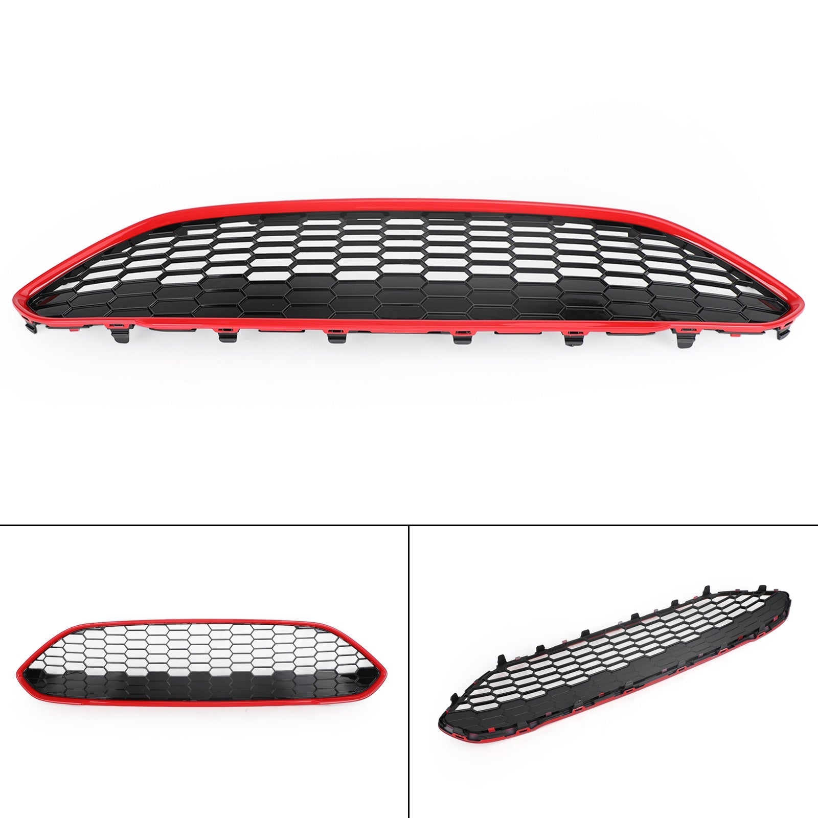 Front Bumper Grille Upper Honey Comb Fit Ford Fiesta Zetec-S 2013-2017 Red Generic