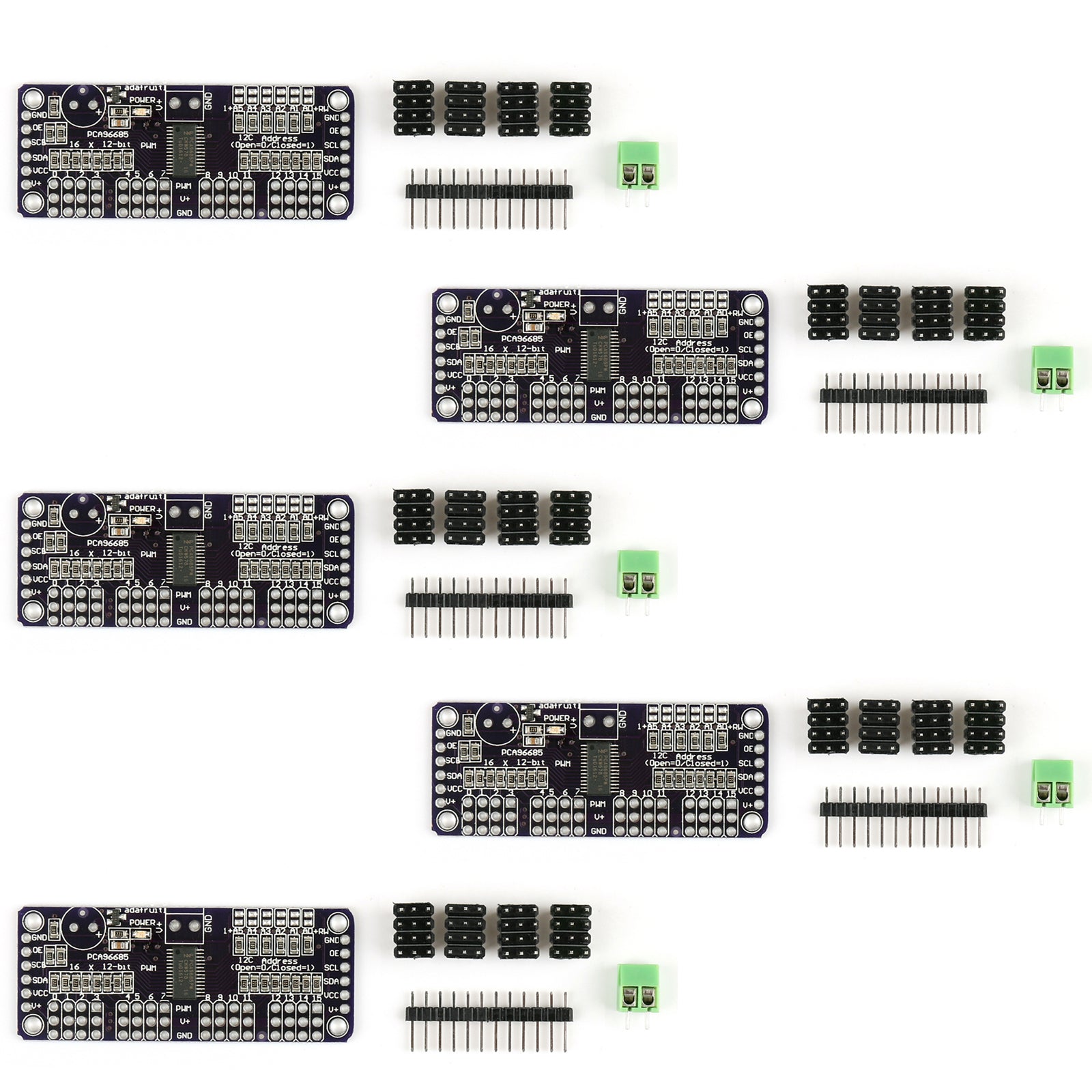 5 uds CJMCU-PCA9685 16 canales PWM módulo servo controlador LED 12 bits I2C para Arduino 