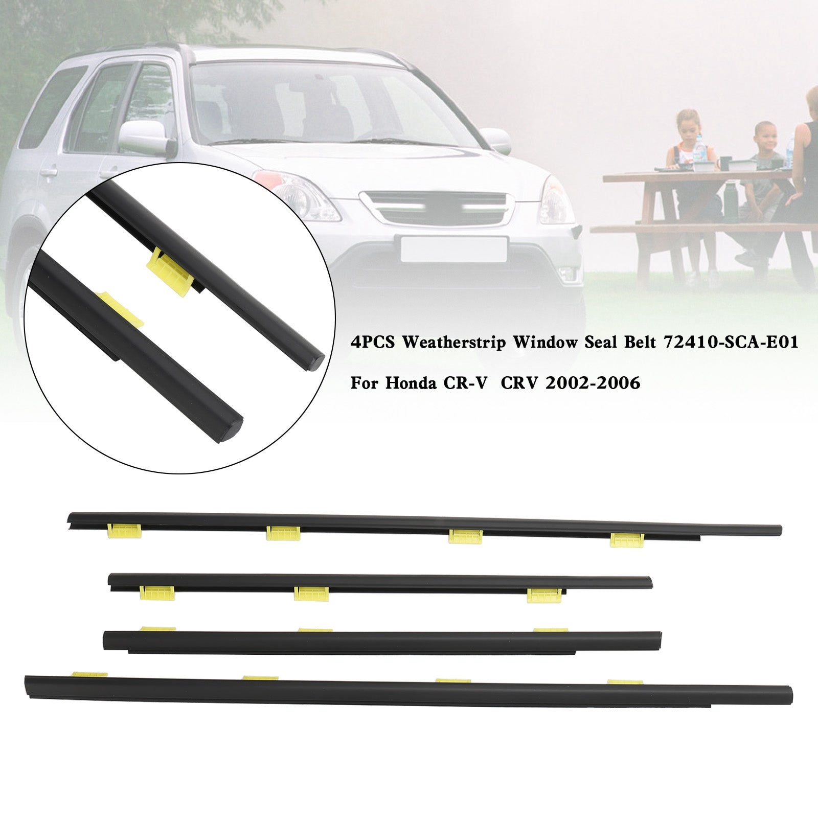 Honda CR-V CRV 2002-2006 4PCS Weatherstrip Window Seal Belt 72410-SCA-E01