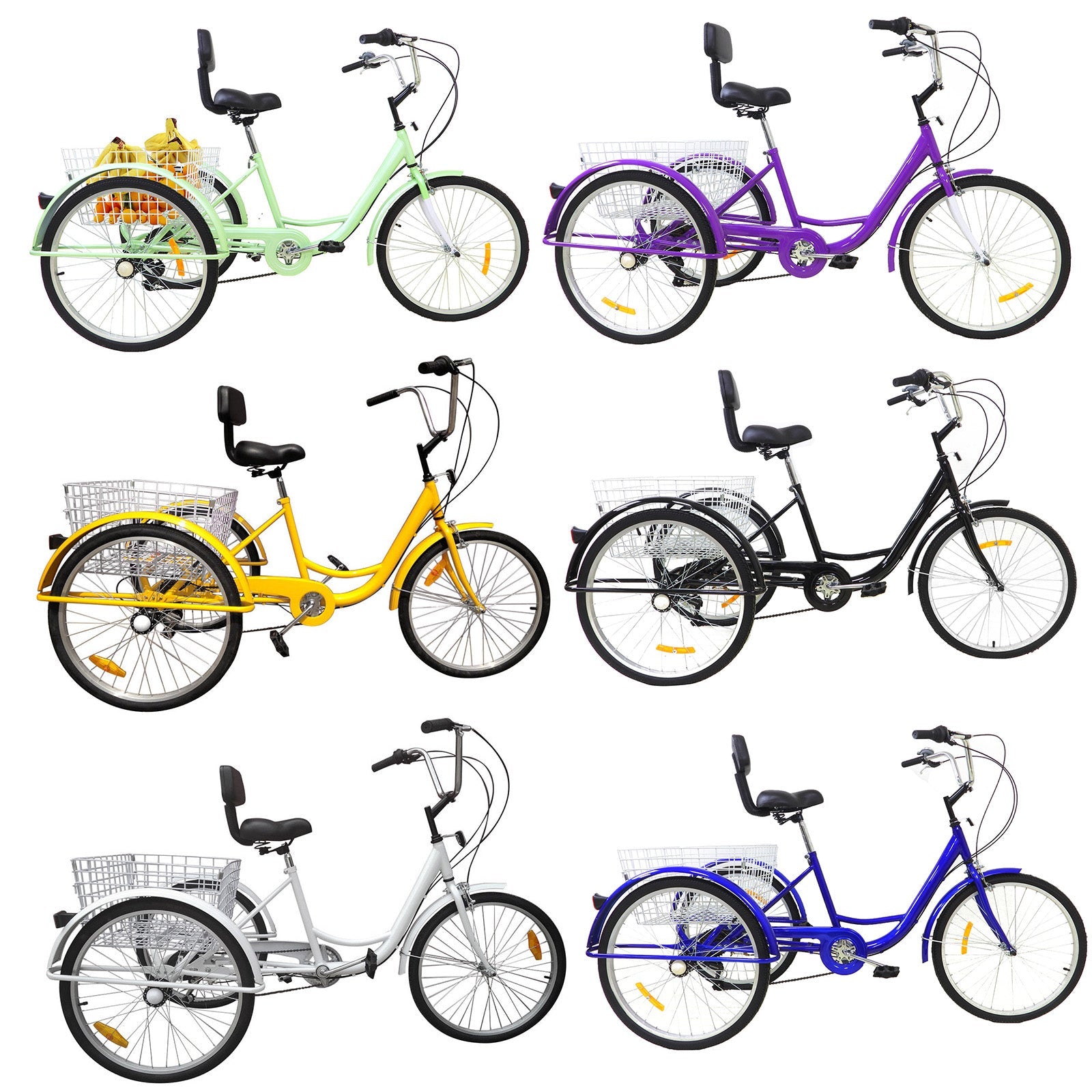 7-Speed 24" Adult 3-Wheel Tricycle Cruise Bike Bicycle With Basket