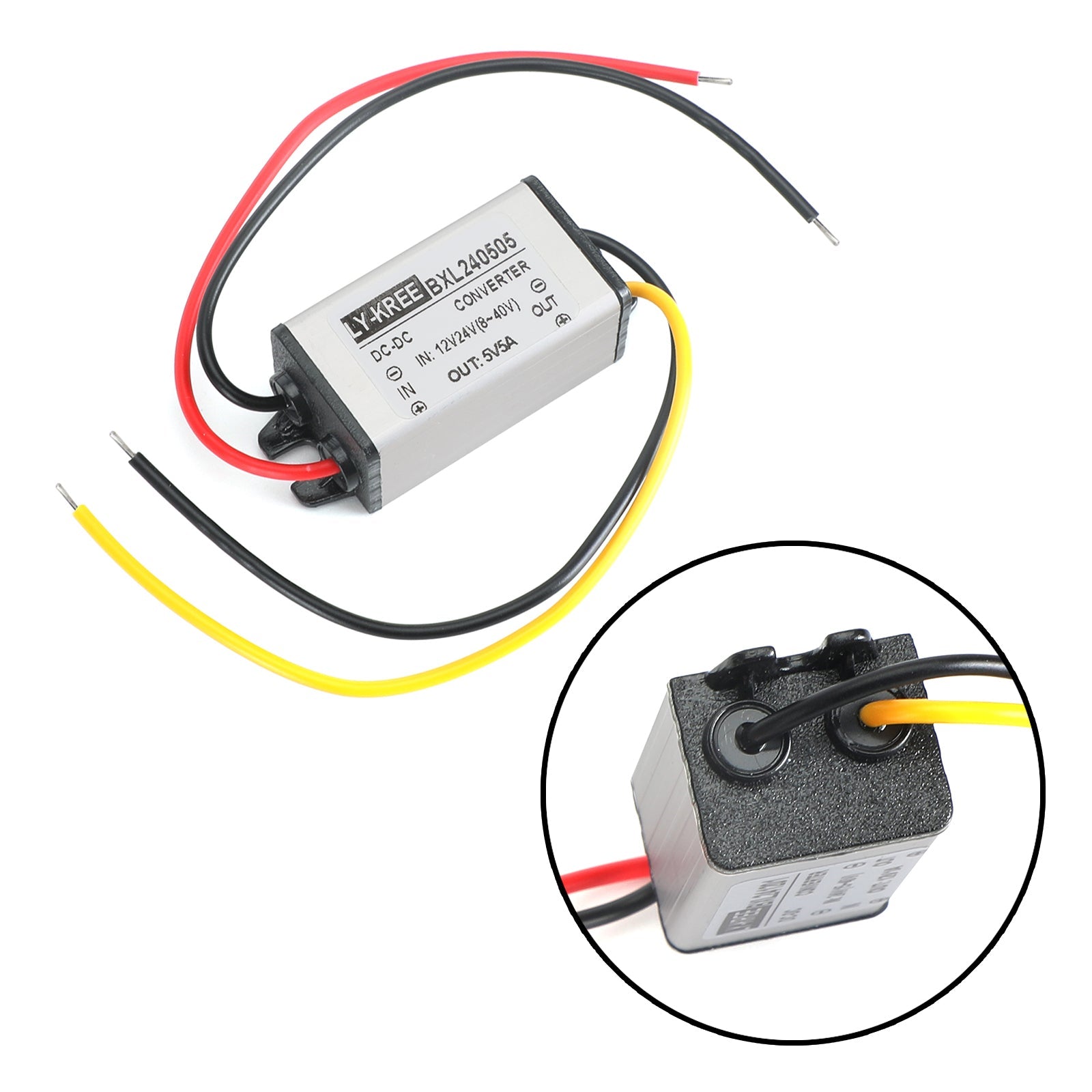 1~5A Convertidor DC/DC a prueba de agua Regulador de fuente de alimentación 12V/24V Reducir a 5V