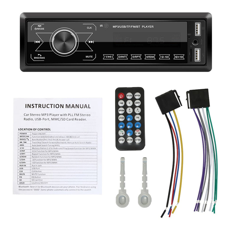 Bluetooth Single 1 Din Car Stereo USB AUX MP3 Player Touch Screen Radio In-Dash CA Market