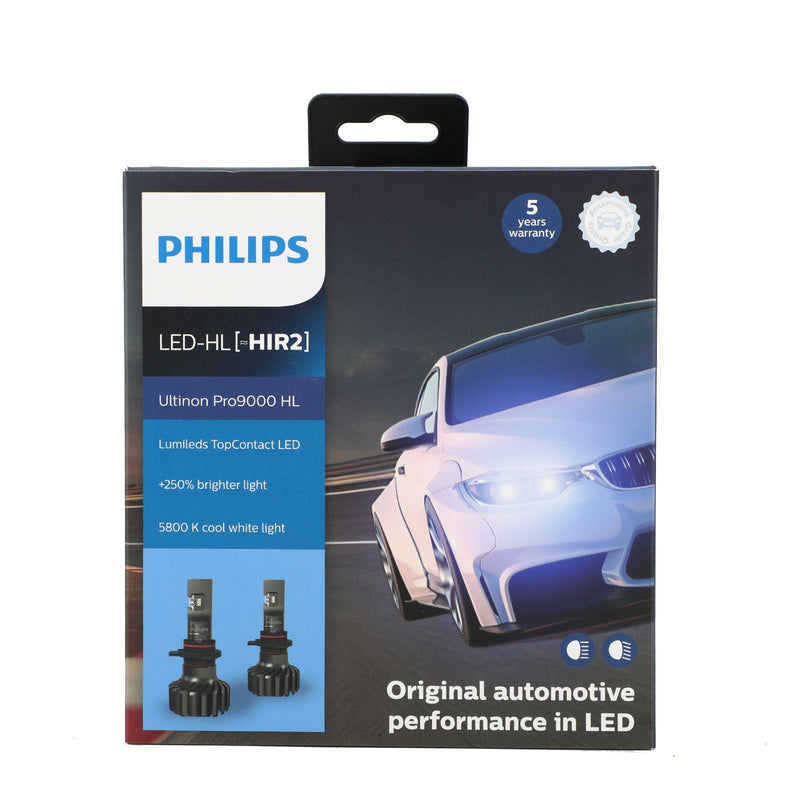 لمصابيح فيليبس H1/H3/H7/H11/HB3/4/HIR2 Pro9000 LED +250% 5800K عام