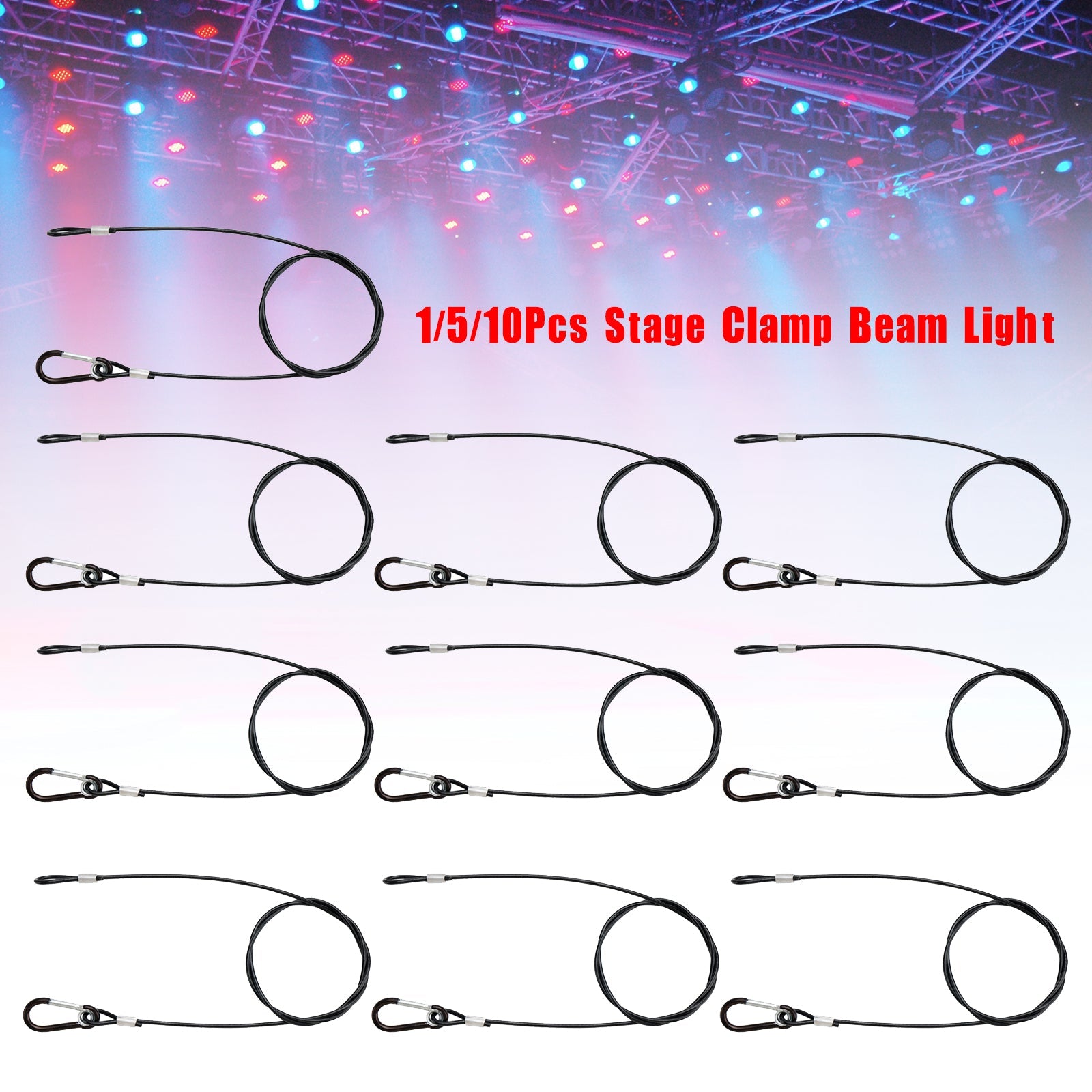 1/5/10Pcs 3MM Thick Steel Wire Safety Security Cable For Stage Clamp Par Light