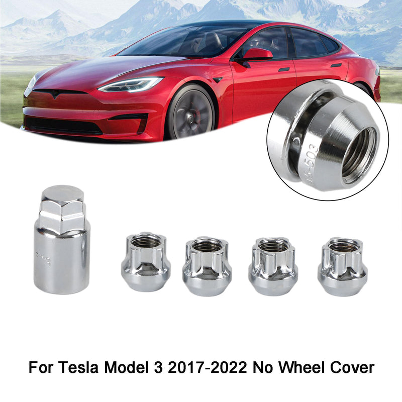 Tesla Model S/3/X/Y All Year Chrome M14×1.5 4PCS Wheel Lock Lug Nut