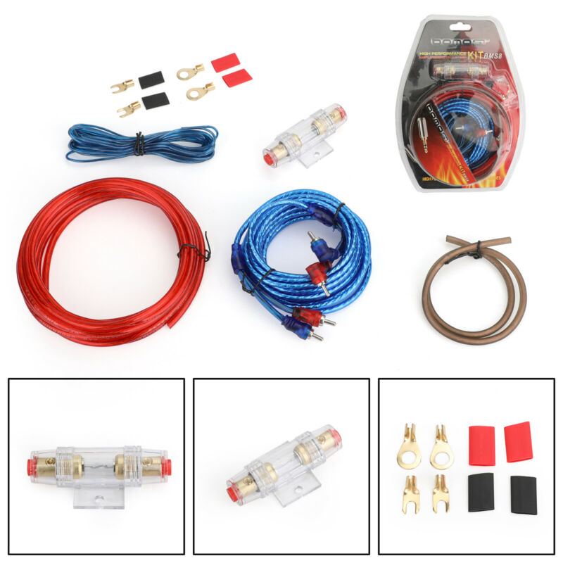 FUSIBLE Cableado 10 GAUGE 1500W Alambre Amp Sub Cable Amplificador de coche Kit de cableado Audio RCA