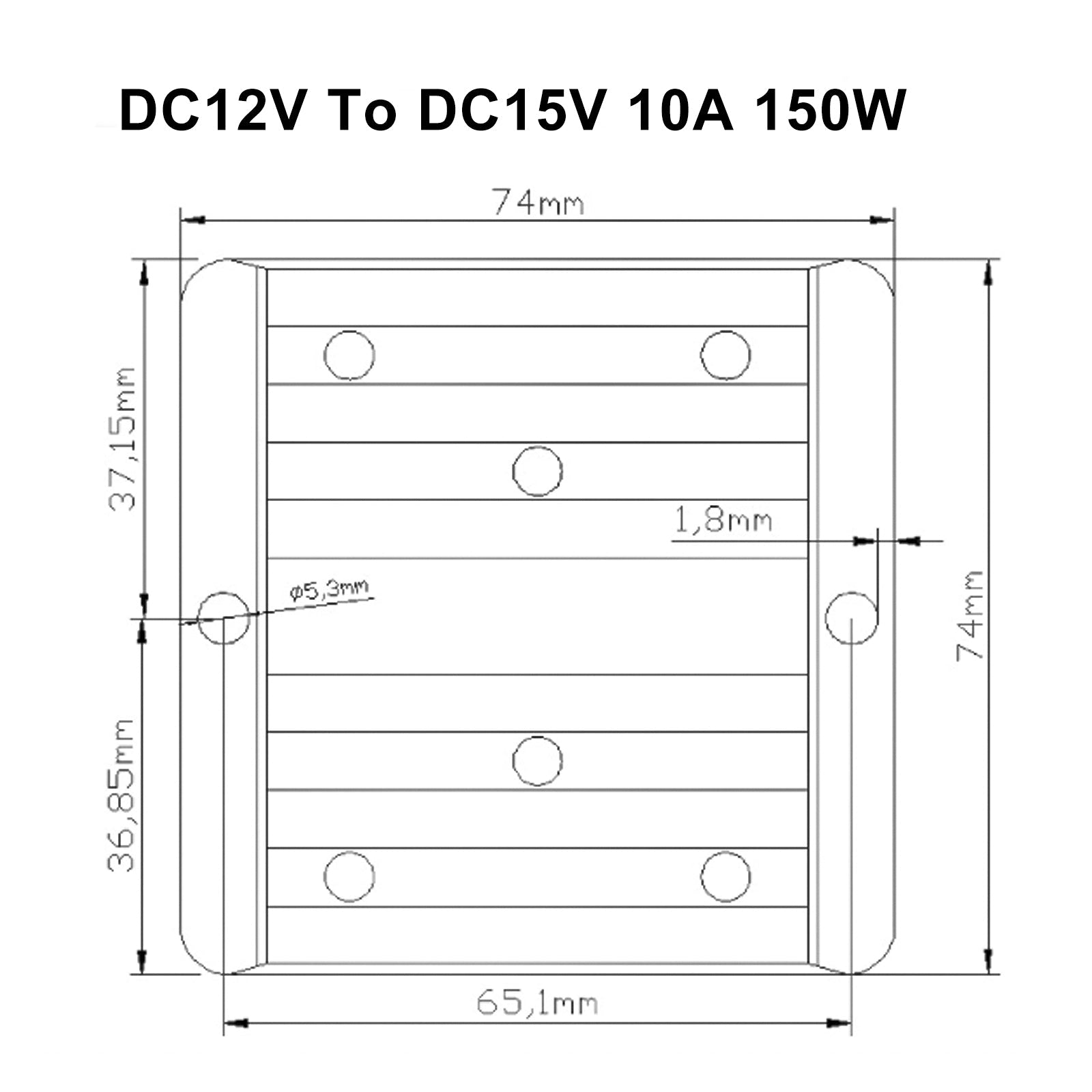 DC-DC 12V-15V 10A 150W Step Up Car Power Supply Converter Regulator Waterproof