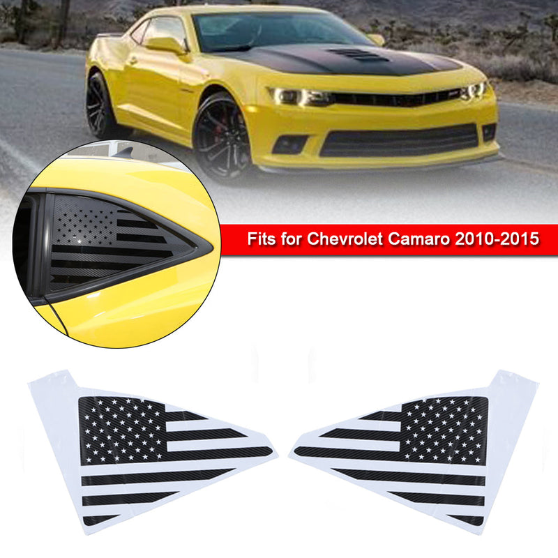 نافذة مثلث خلفي ربع نافذة علم الولايات المتحدة الأمريكية ملصق لاصق لامع لسيارة كامارو 2010-2015 عام