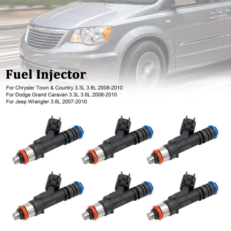 6PCS Fuel Injector 0280158119 Fit Jeep Fit Dodge Wrangler Fit Chrysler 3.3L