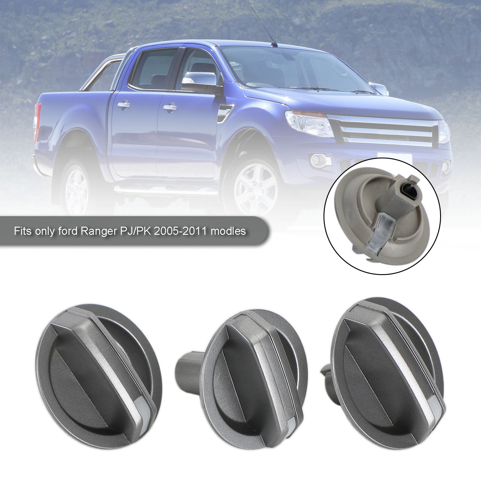 3pcs A/C Heater Fan Temperature Control Knob For Ford PJ PK Ranger 2005-2011 Generic