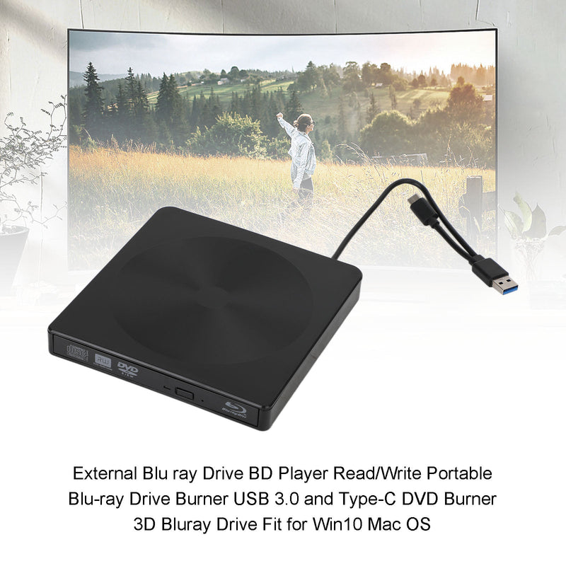 Genuine Bluray Burner External USB 3.0 Player BD DVD CD Recorder Cable Drive
