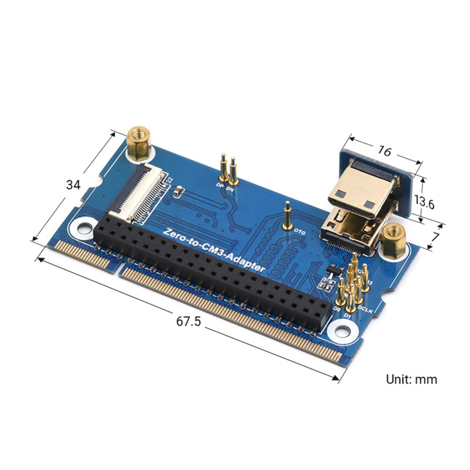 Placa de expansión de 2W a CM3 Placa base Raspberry Pi CM3 Placa adaptadora alternativa