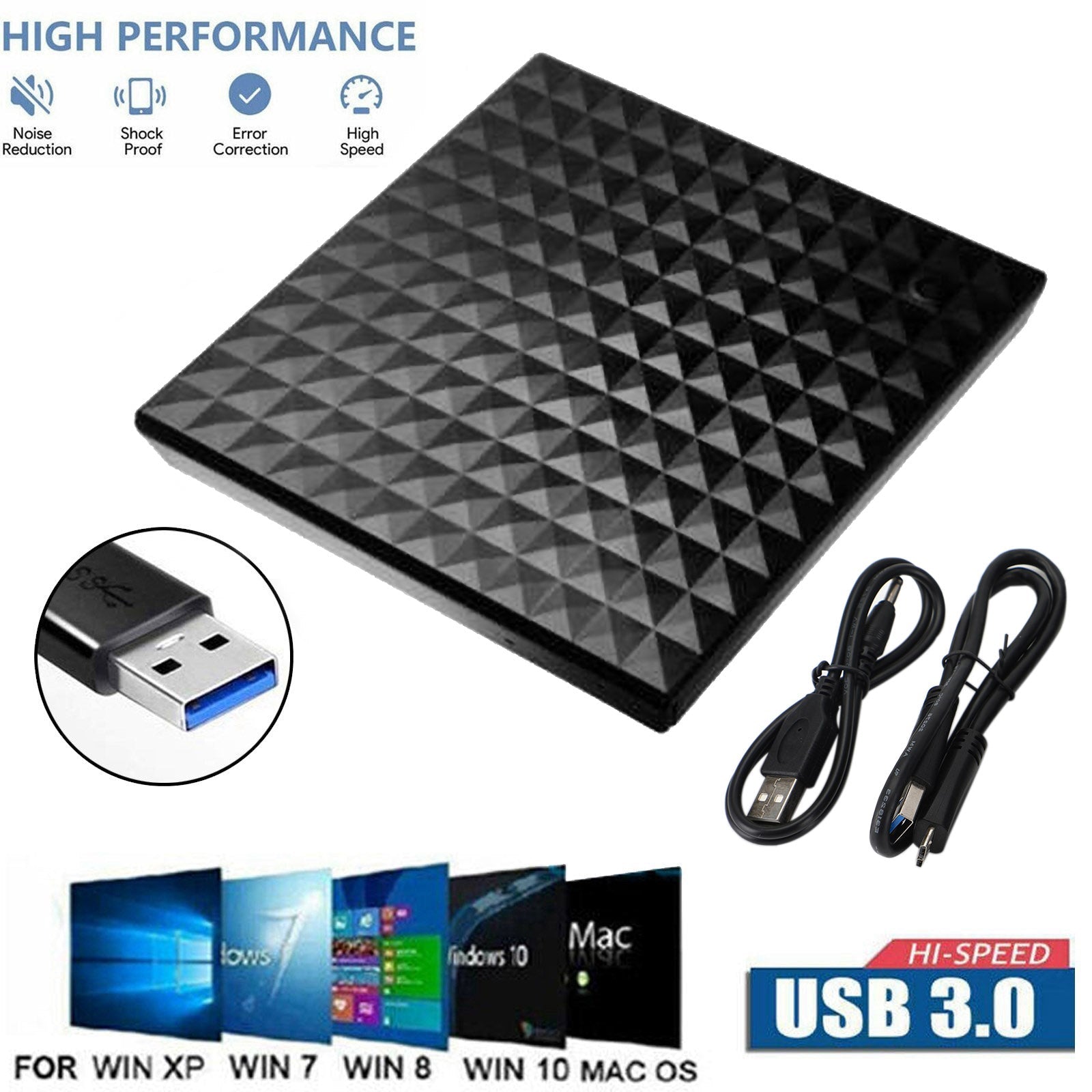 Genuine 6X Bluray Burner External USB 3.0 Player DVD CD BD Recorder PC Drive