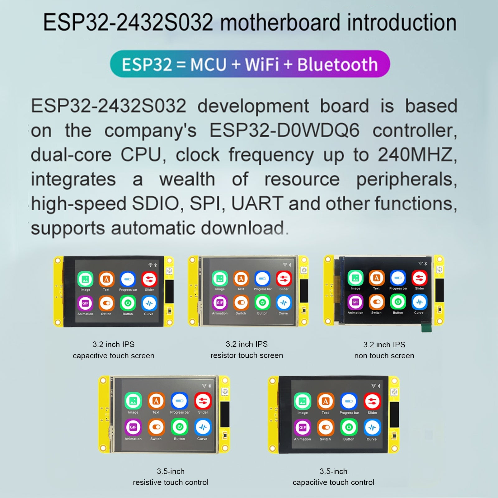 ESP32 Placa de desarrollo de pantalla táctil de 3,2 pulgadas WIFI Bluetooth IoT MCU pantalla LCD