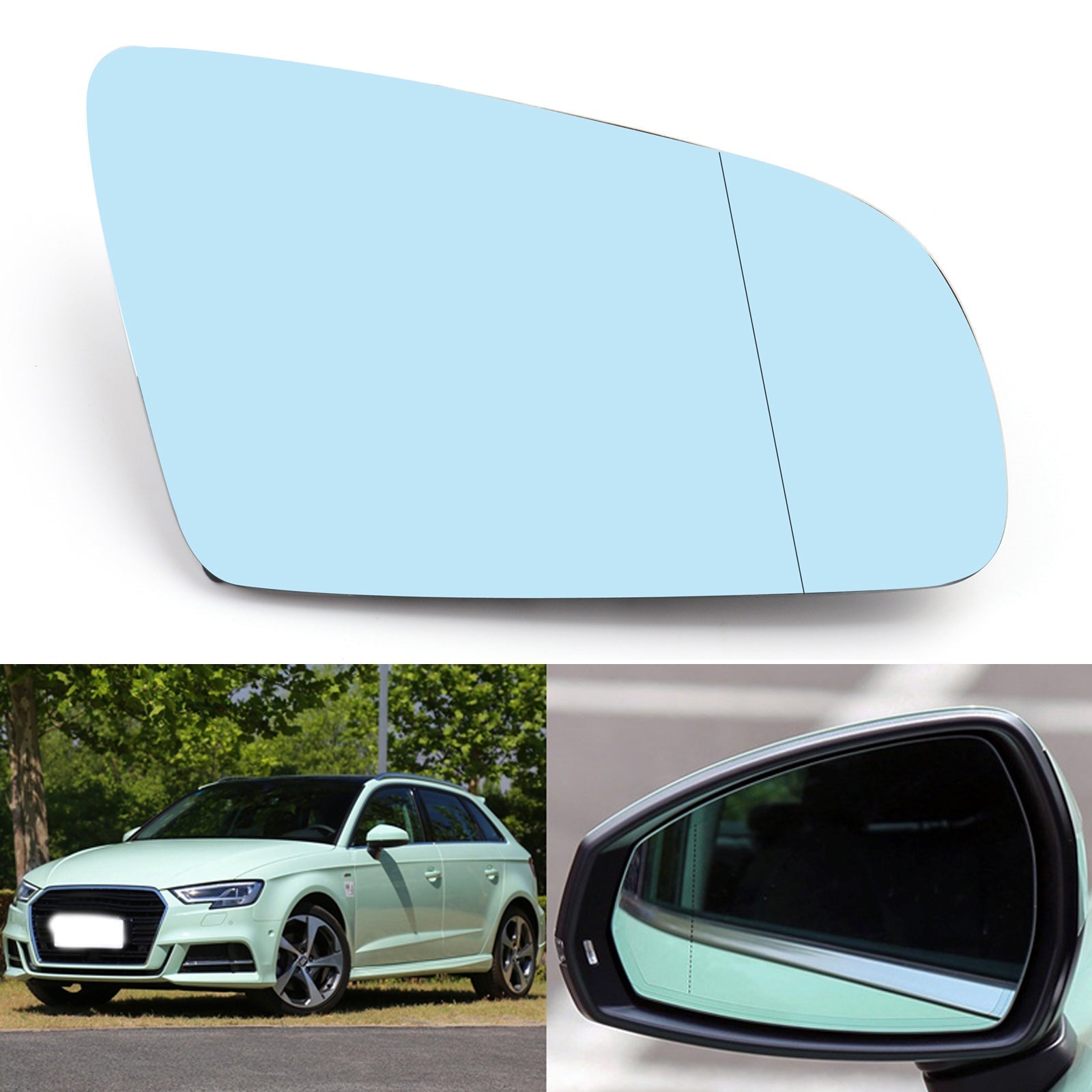 Left Driver Side Rearview Mirror Glass Blue For Audi A4 B6 B7 A6 C6 2005-2008 Generic CA Market