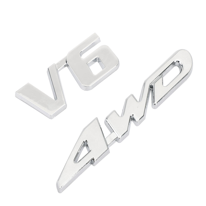 3D Chrome Metal 4WD Tronco de coche Guardabarros trasero Emblema Insignia Calcomanía Etiqueta 4WD SUV V6 Genérico