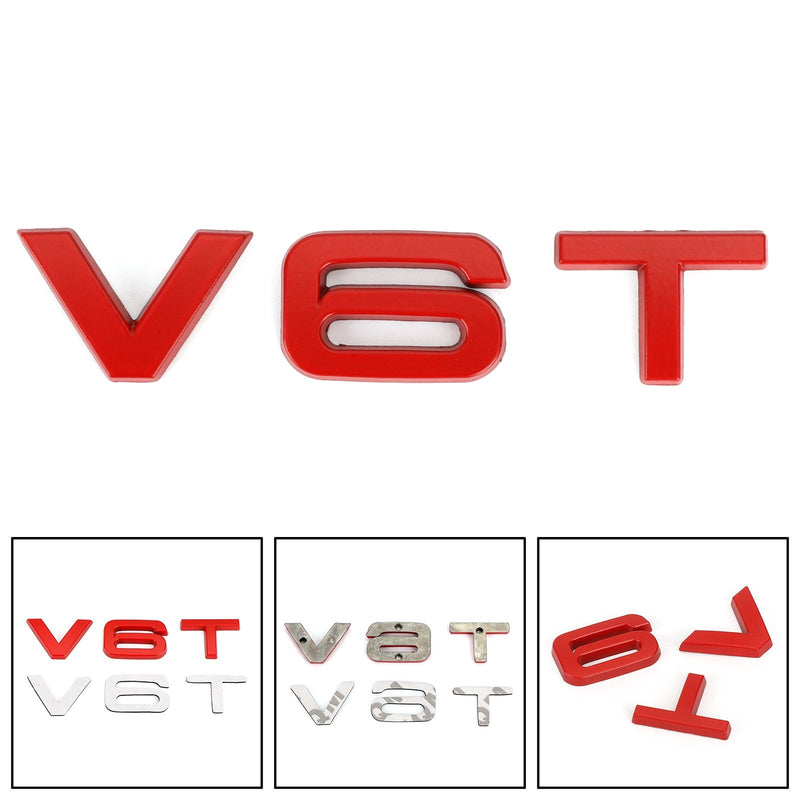 Emblema V6T insignia apto para AUDI A1 A3 A4 A5 A6 A7 Q3 Q5 Q7 S6 S7 S8 S4 SQ5 rojo genérico