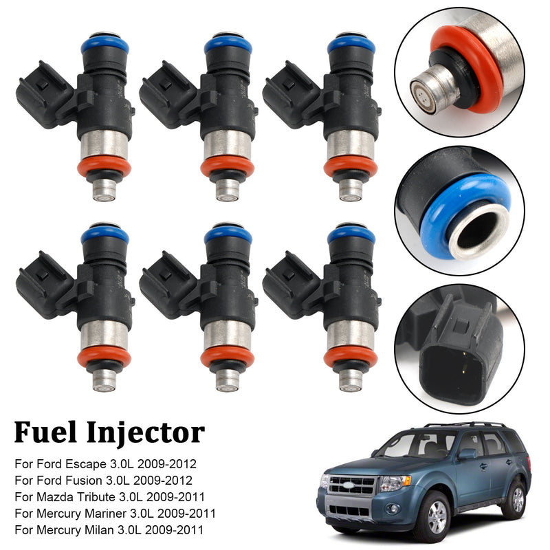 Inyector de combustible 6 uds 0280158189 compatible con Ford Escape Fusion compatible con Mazda 3.0L V6
