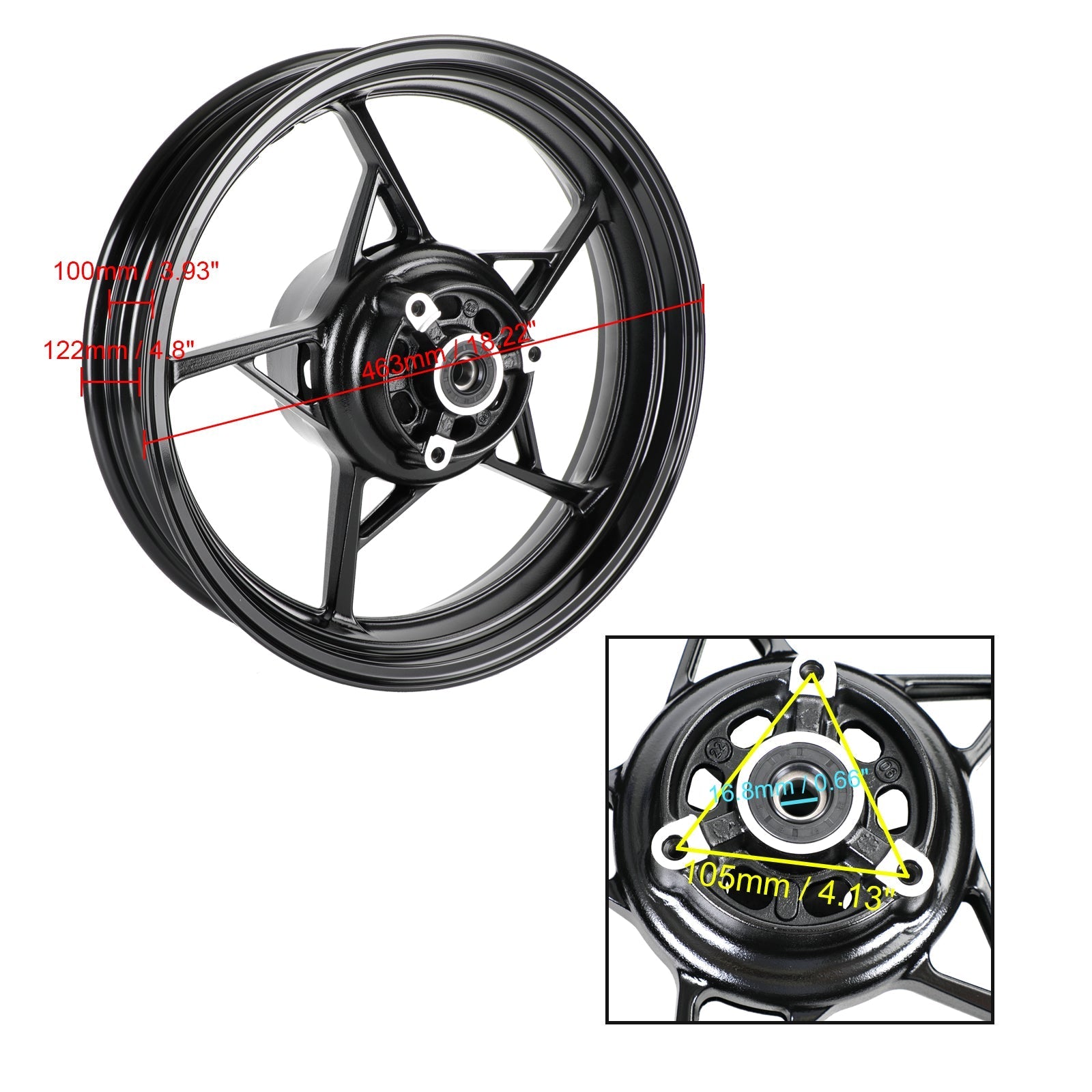 Forged Aluminum Alloy Rims Wheels for Kawasaki EX400 NINJA 400 Z400 2018-2023 Generic