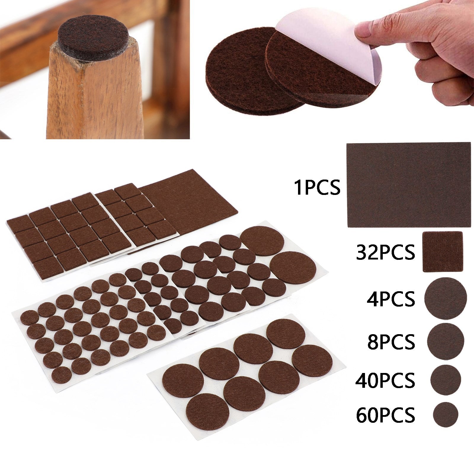 145Pcs Furniture Pads Chair Leg Floor Protectors Felt Pads Hardwood Floors