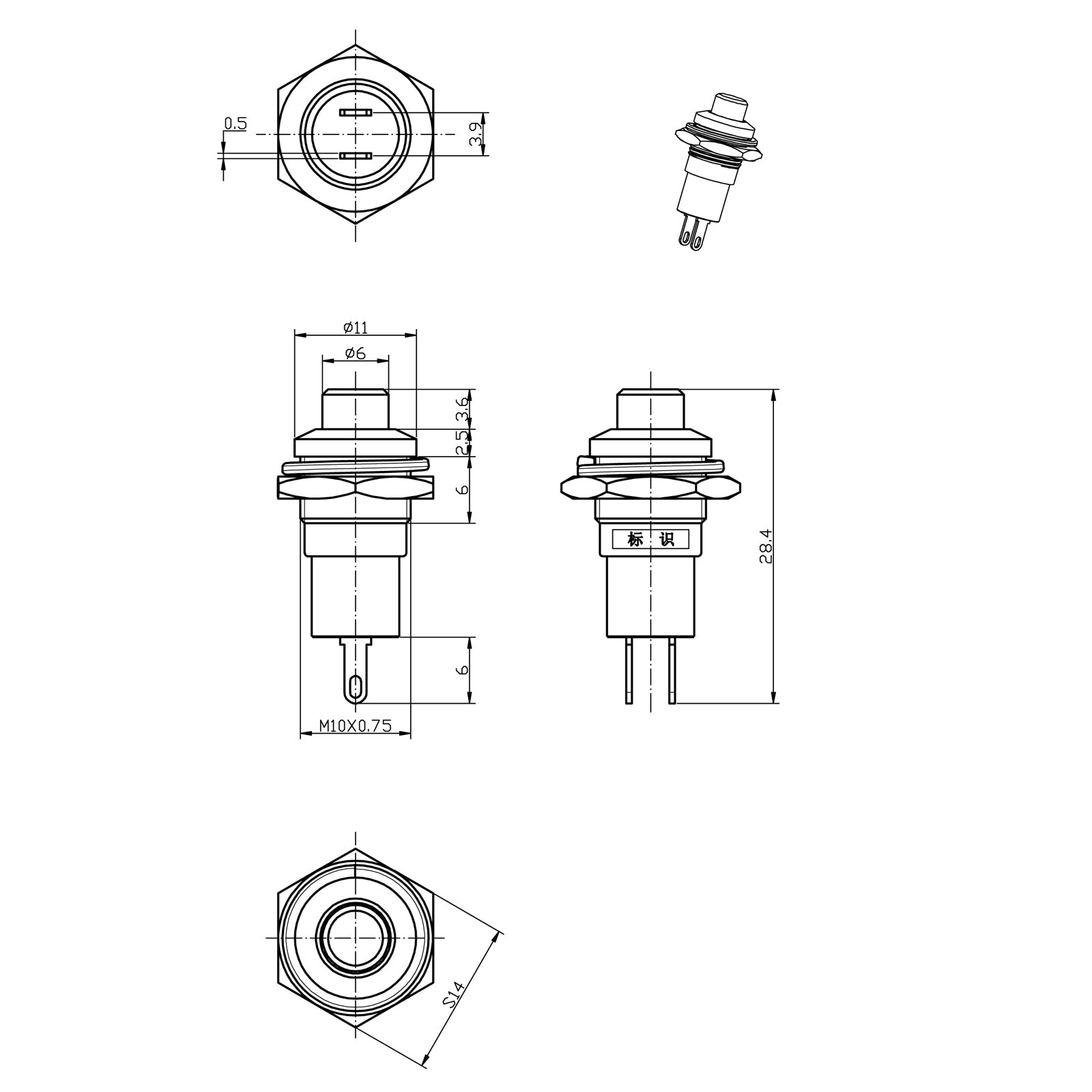 New Mini Push Button SPST Momentary N/O OFF-ON Switch 10mm R/B For Car/Boat