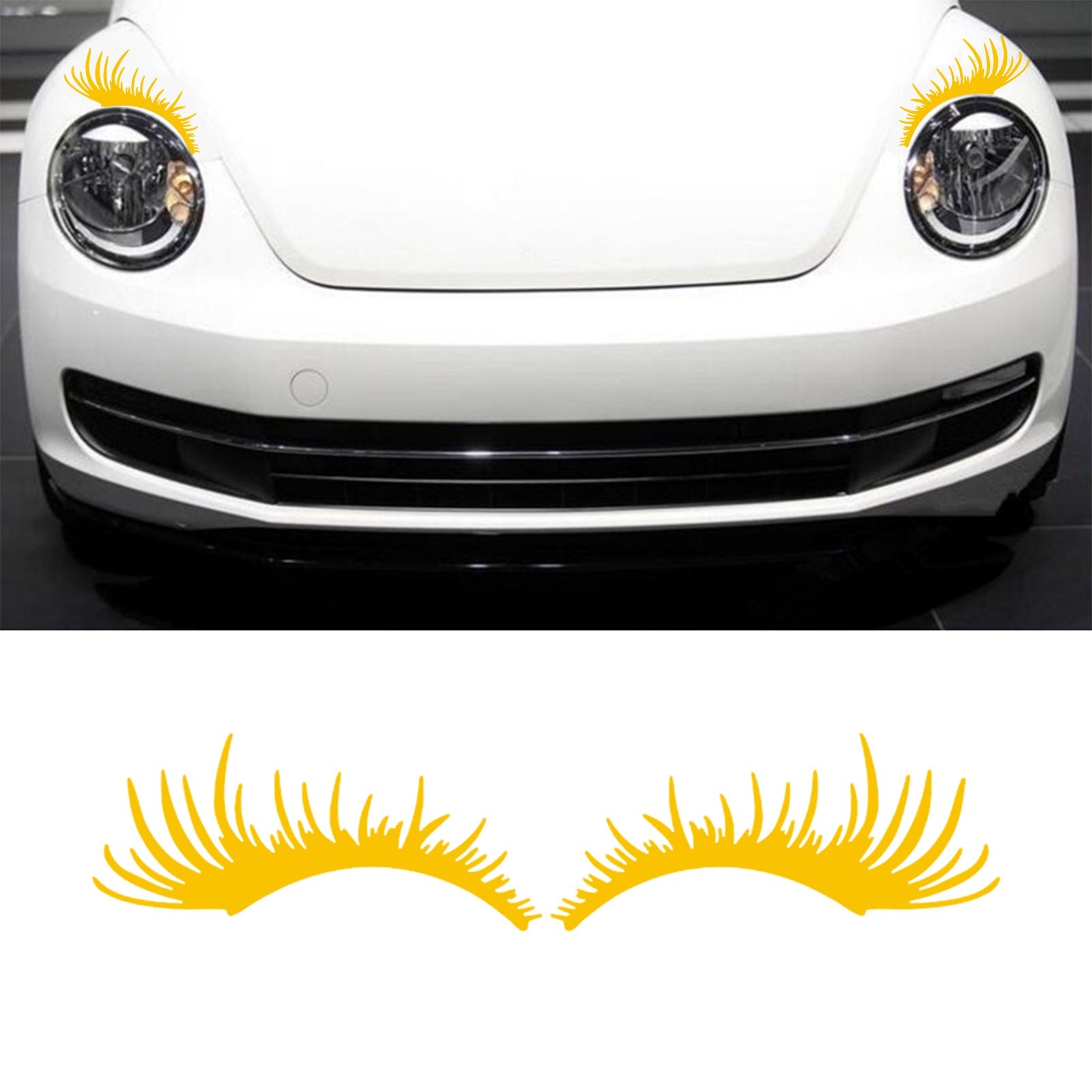 Car Headlight Eyelash Sticker Eyebrow Decal for Porsche Volkswagen Beetle Black Generic