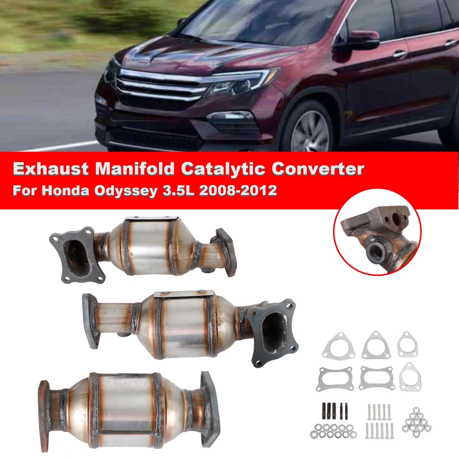 3PCS Catalytic Converters Set 45131 45132 16447 For Honda Pilot 3.5L 2009-2015 Fedex Express Generic