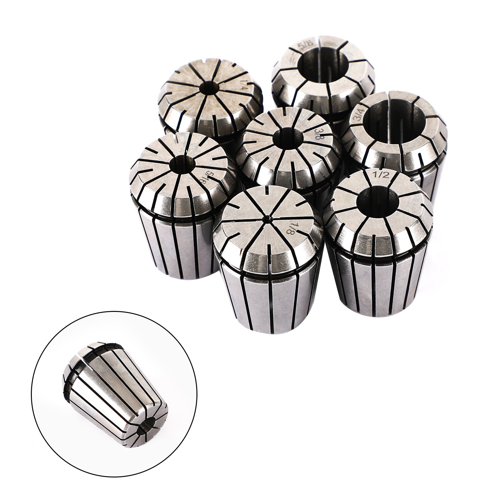 7Pcs ER32 Spring Collet 1/8"-3/4" For CNC Milling Lathe Tool Workholding